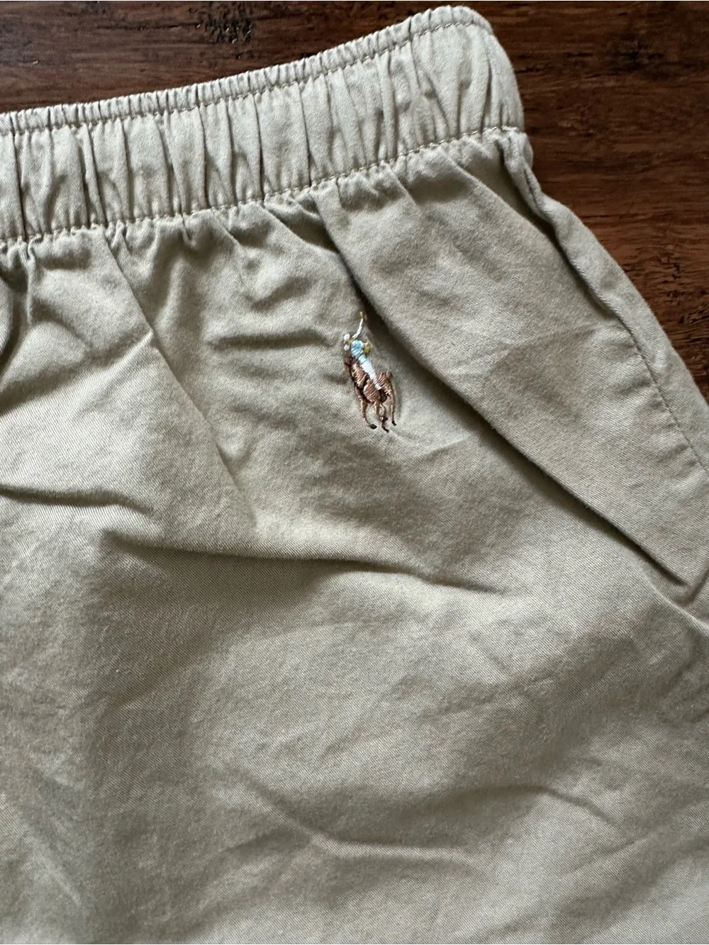 Vintage Polo Ralph Lauren M Khaki Cotton Drawstring Pants Lounge Flesh Pony